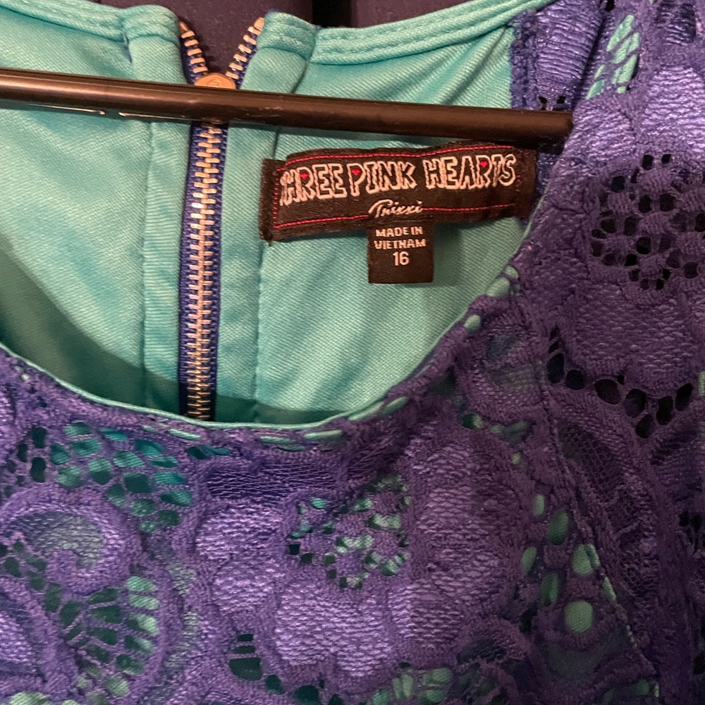 Three Hearts Purple Lace Kids Dress